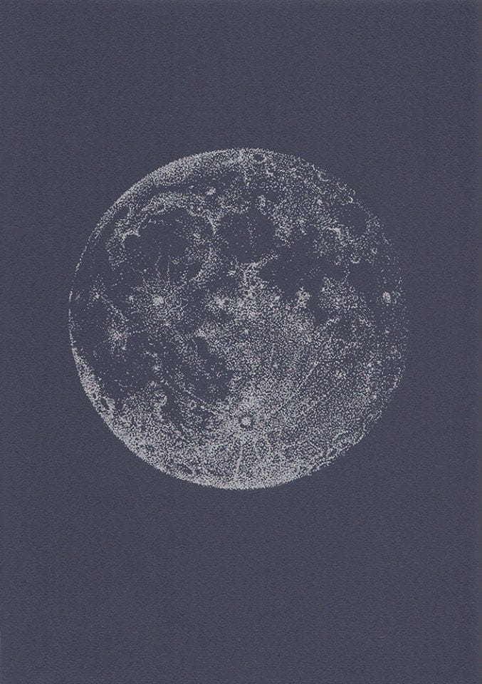 "Silver moon" de Sabrina Kaïci, si belle qu'elle aussi mérite d'éclipser le soleil! Sérigraphie 21 x 29.7 cm