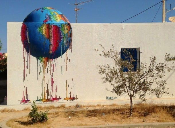 effervescence colorée du street-artiste Brusk globe