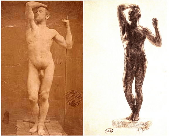  Le modèle de Rodin : Auguste Neyt et son dessin (à gauche)