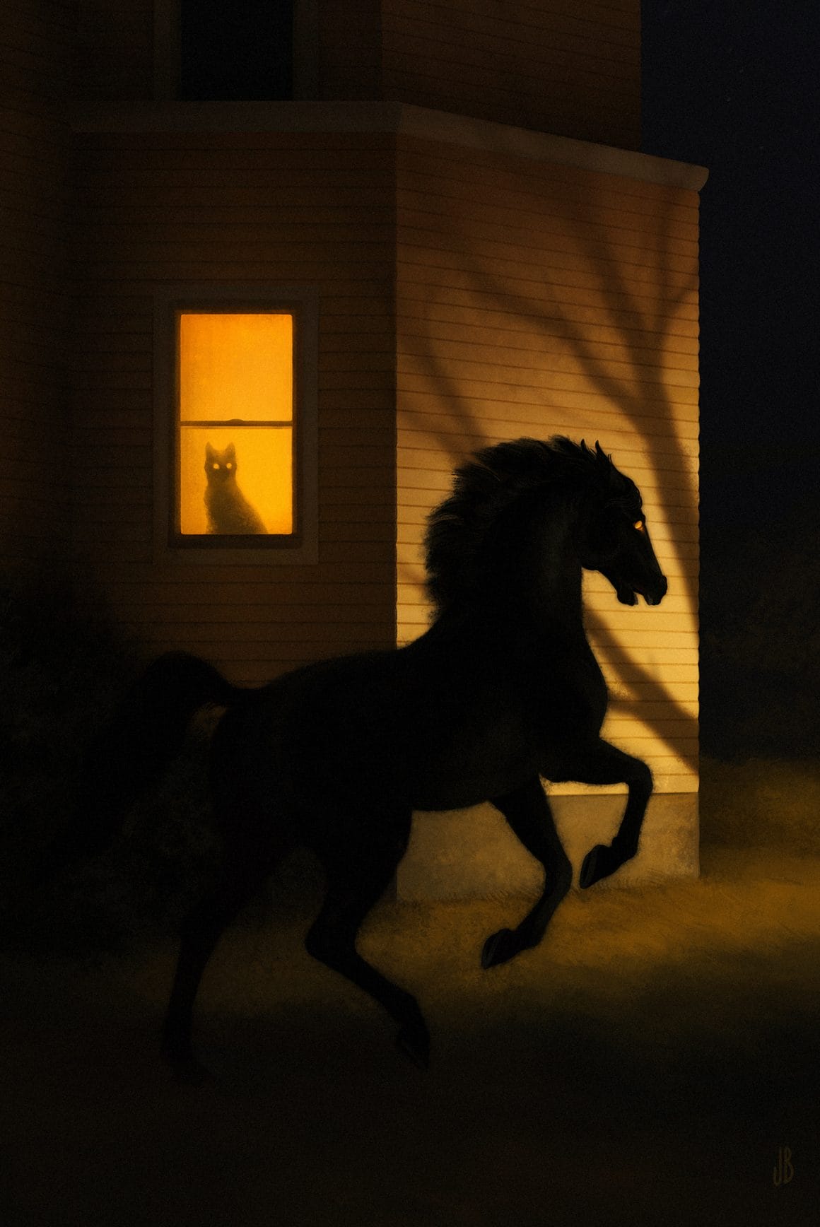 cheval noir illustration