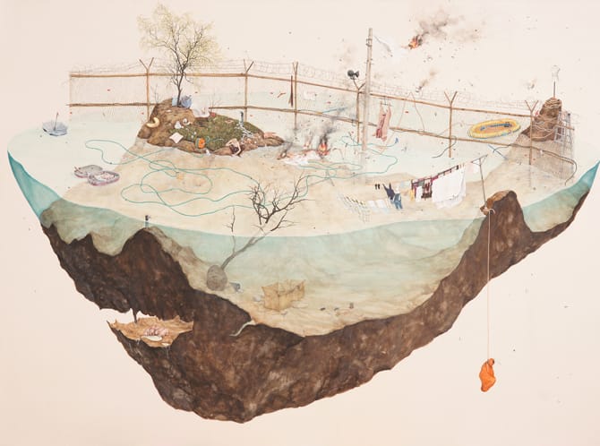Oeuvre de Lee Jinju intitulée " Island of Borders ", datant de 2011
