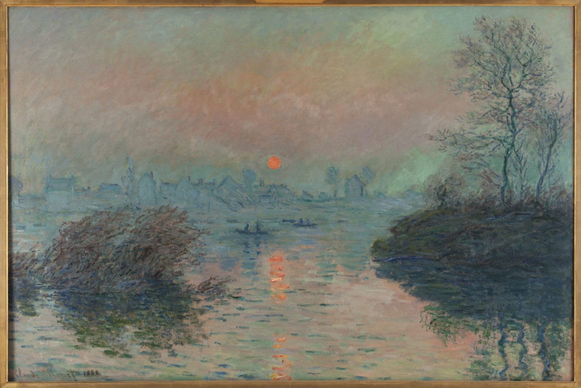 Soleil couchant sur la Seine à Lavacourt, effet d'hiver par Claude Monet.