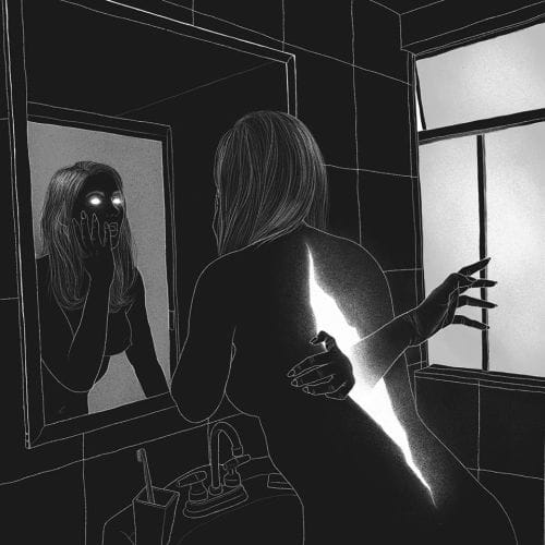 femme devant son miroir