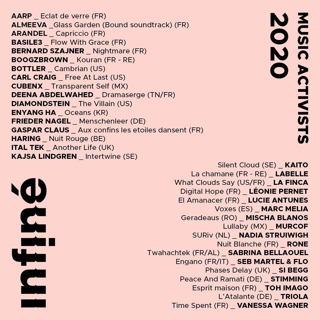 artistes qui participent à la compilation Music Activists 2020 InFiné label 