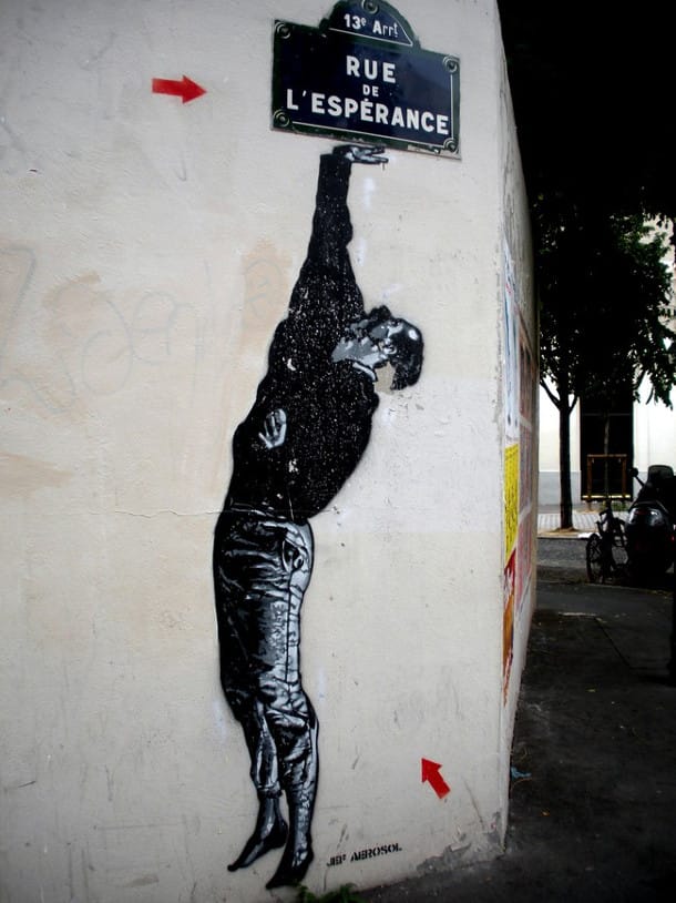 jef aérosol street art homme rue de l'espérance 