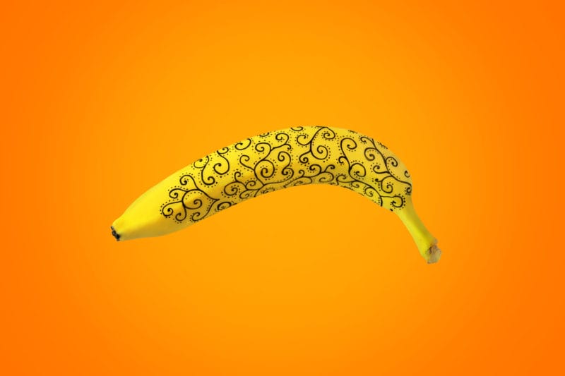banane jaune dessins henné formes jolies points noirs 