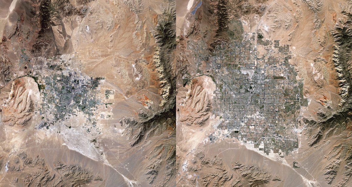 Images satellites de l'expansion de Las Vegas provenant du livre Overview Timelapse