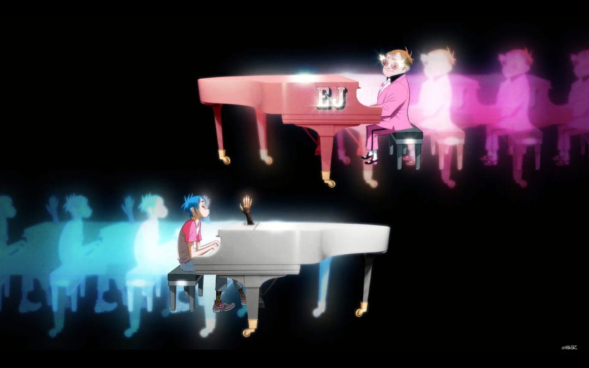 Elton John et 2D dans le clip The Pink Phantom de Gorillaz
