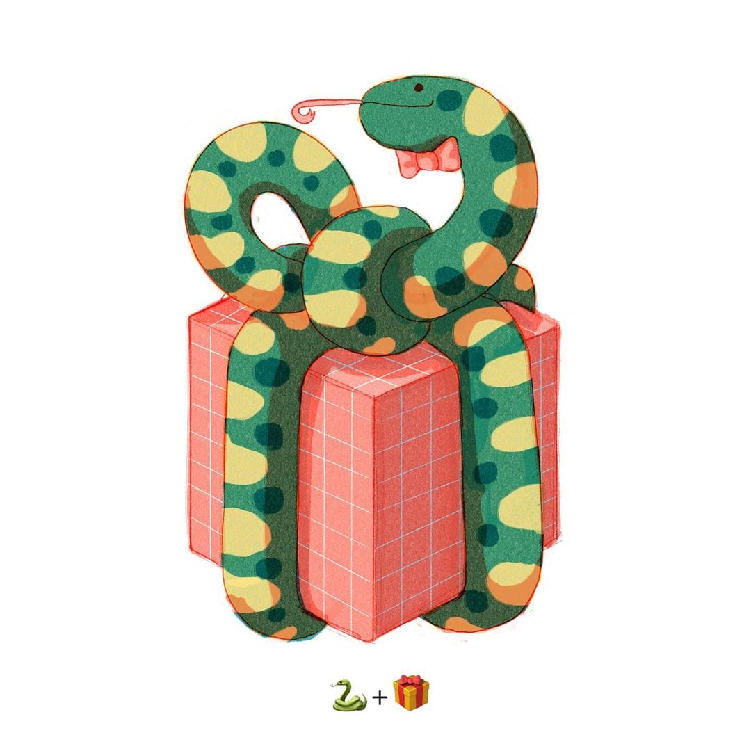 Emojinarium serpent et cadeau par Ana Miminoshvili