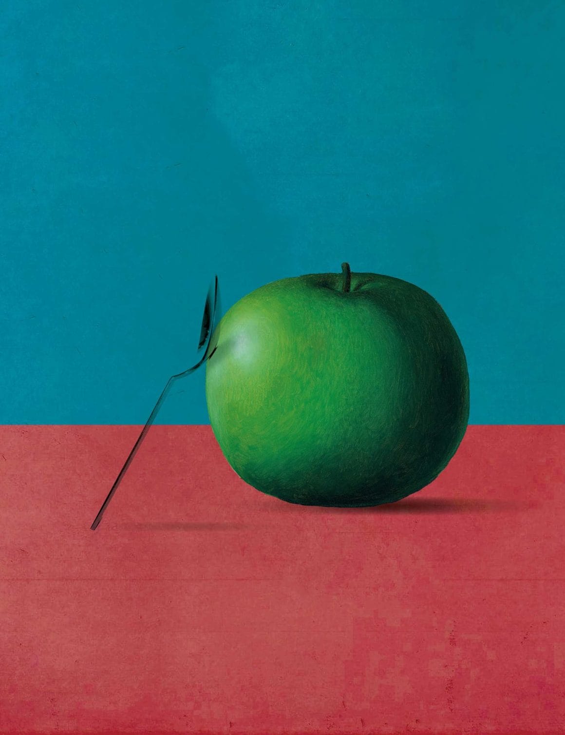"Magritte's apple" est un collage numérique de Marcos Guinoza