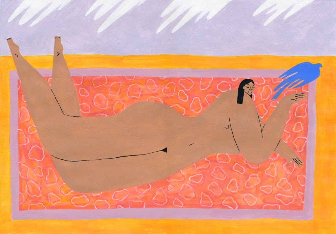 Peinture à l'acrylique d'une femme nue par l'artiste Audrey Faivre