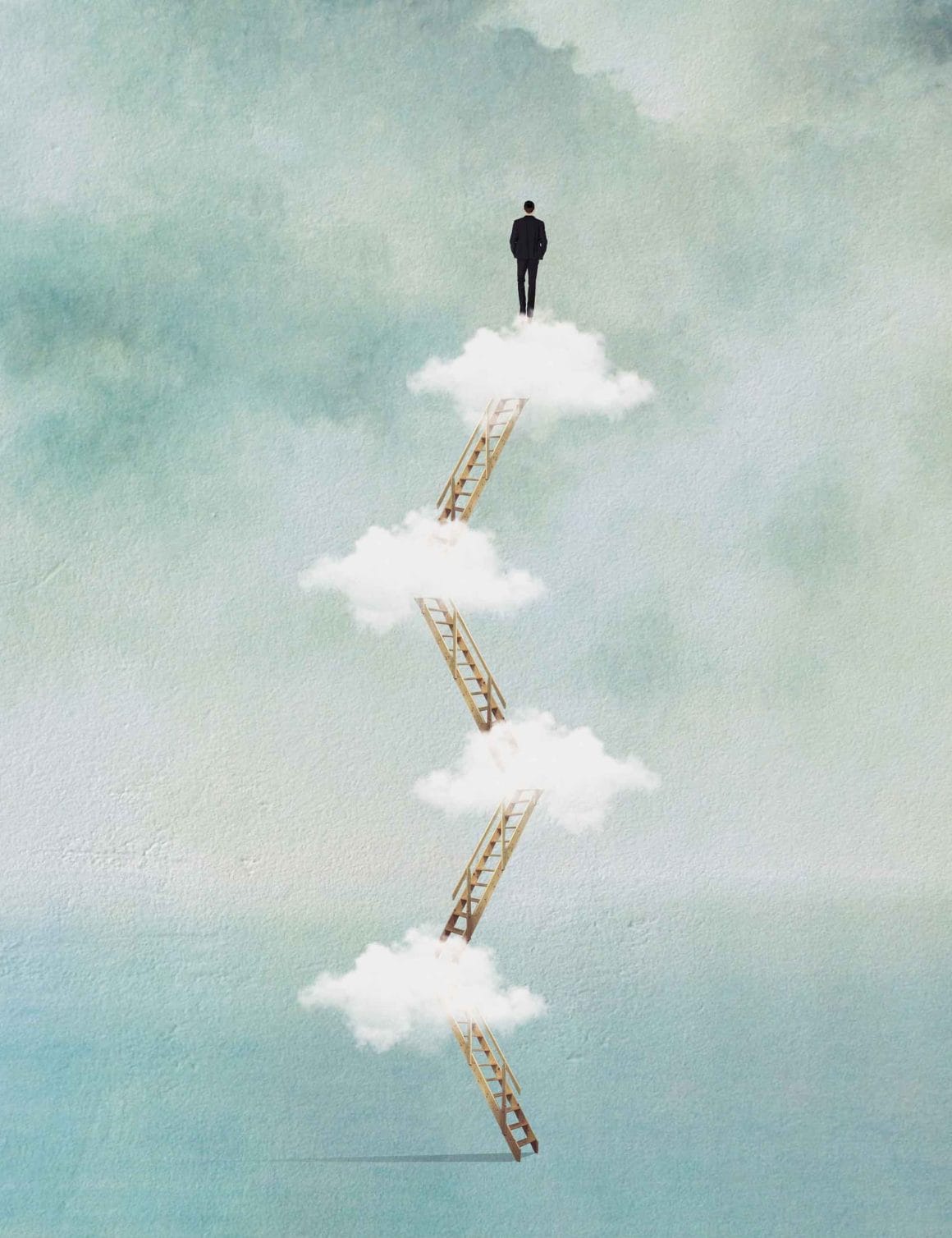"The clouds altitude" est un collage numérique réalisé par Marcos Guinoza
