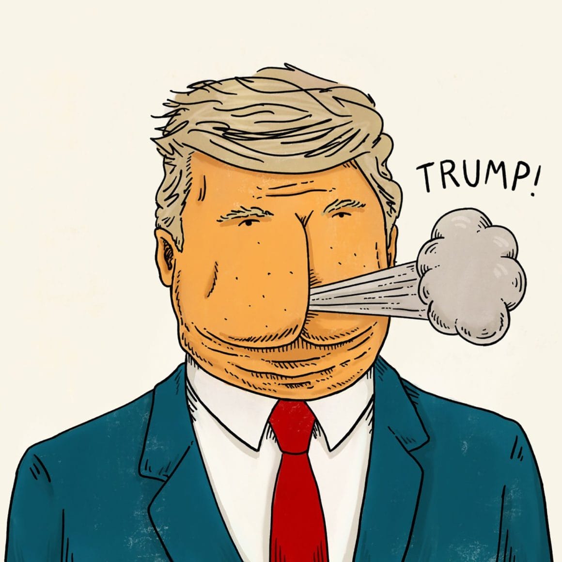 Caricature de Trump qui a des fesses à la place du visage