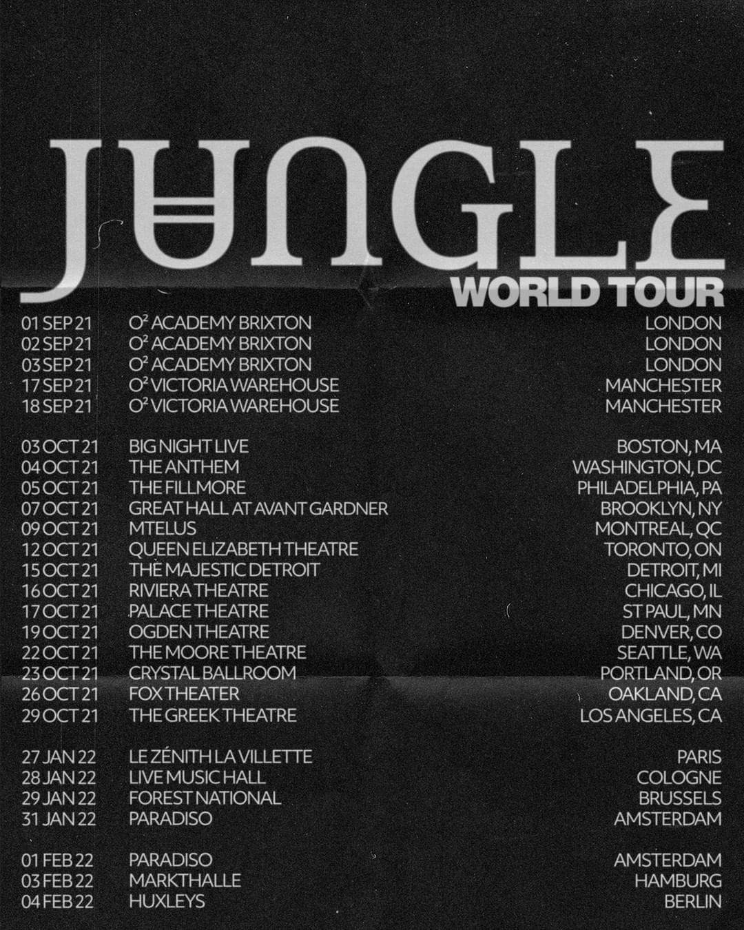 tournée mondiale du groupe Jungle