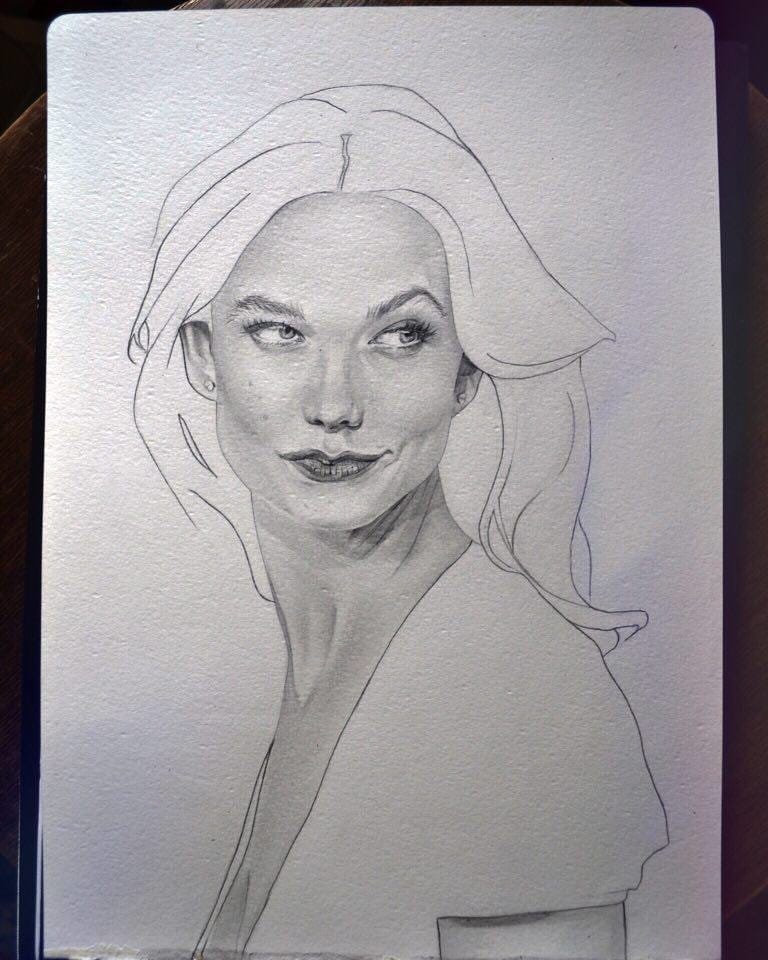 Portrait au crayon d'une actrice réalisé par Dylan Andrews