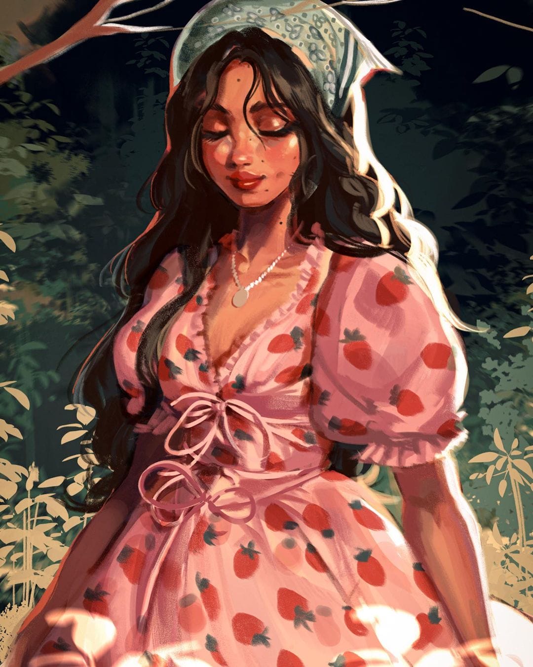 Illustration d'une jeune fille avec un robe rose.
