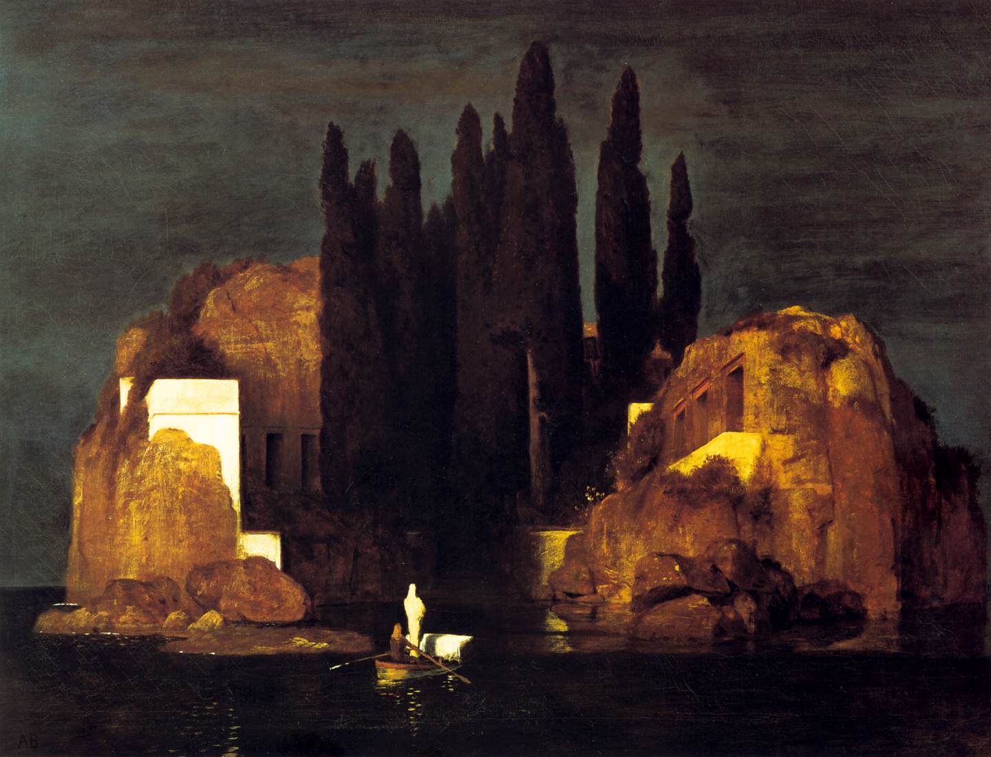l'île des morts, oeuvre mythique de l'artiste peintre arnold bocklin