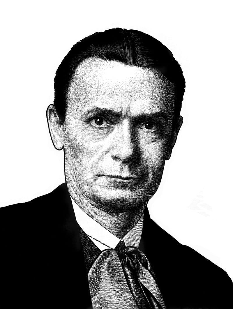 Portrait de face de Rudolf Steiner par Nina Bunjevac