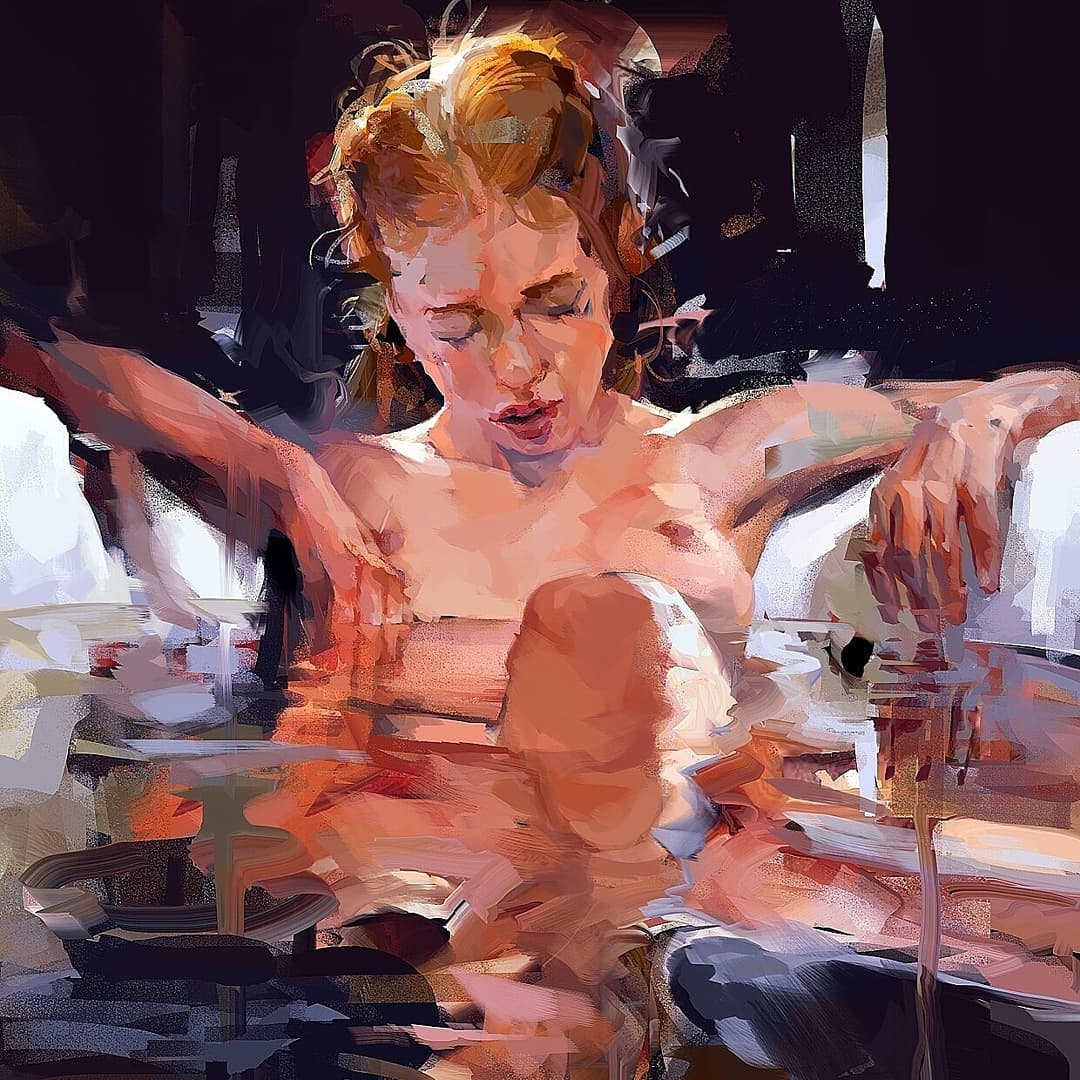 Portrait d'une femme dans son bain