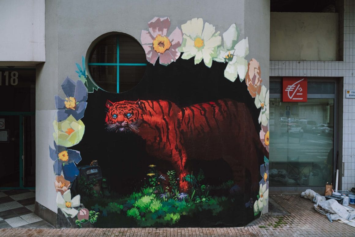 Fresque de Marco Lallemant représentant un tigre