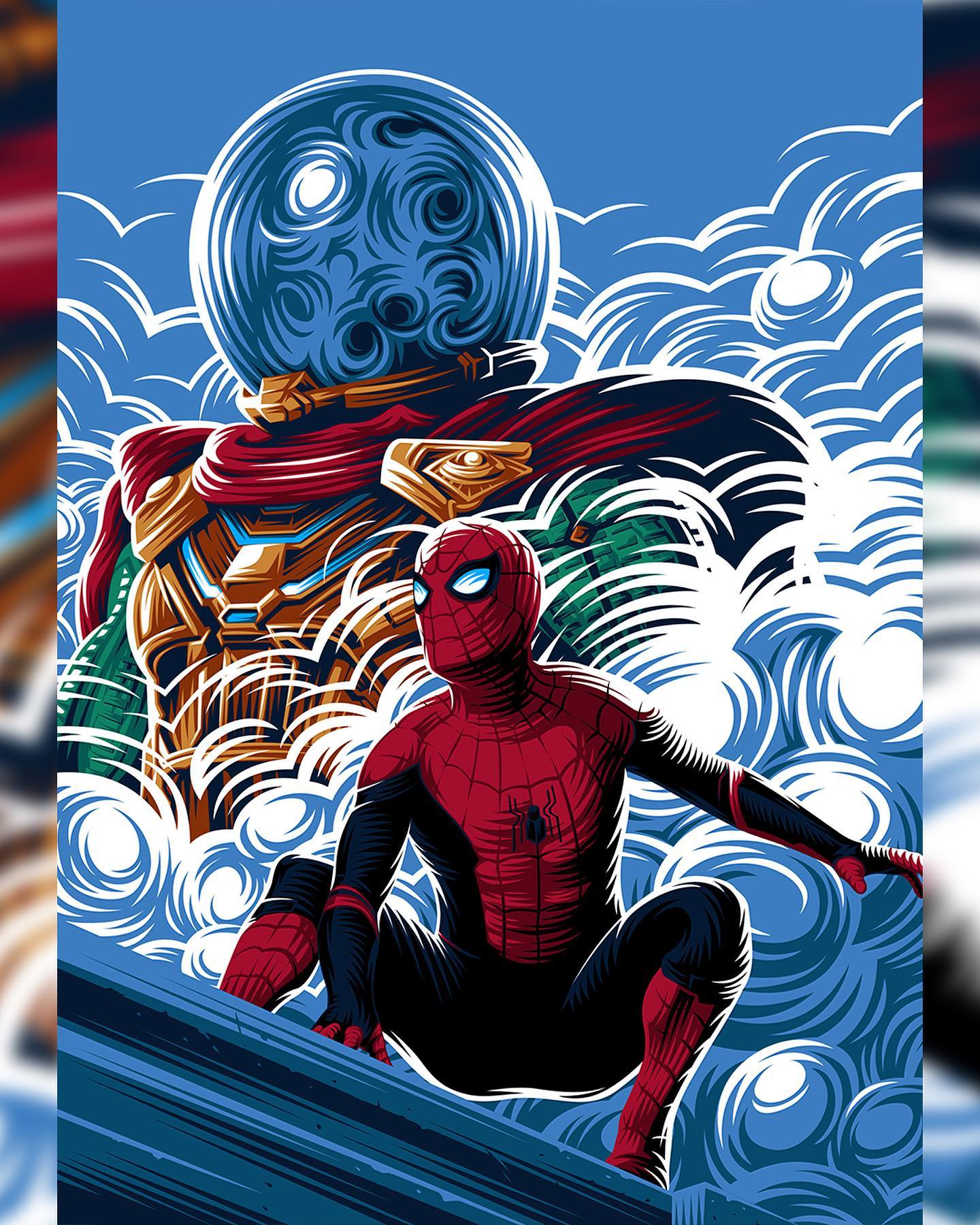 Design d'Alksey Rico représentant Spider Man et Mysterio
