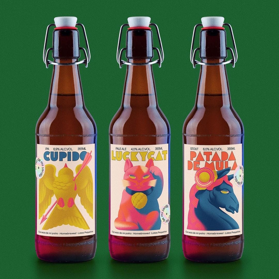 Série de bouteilles de bières décorées par des animaux