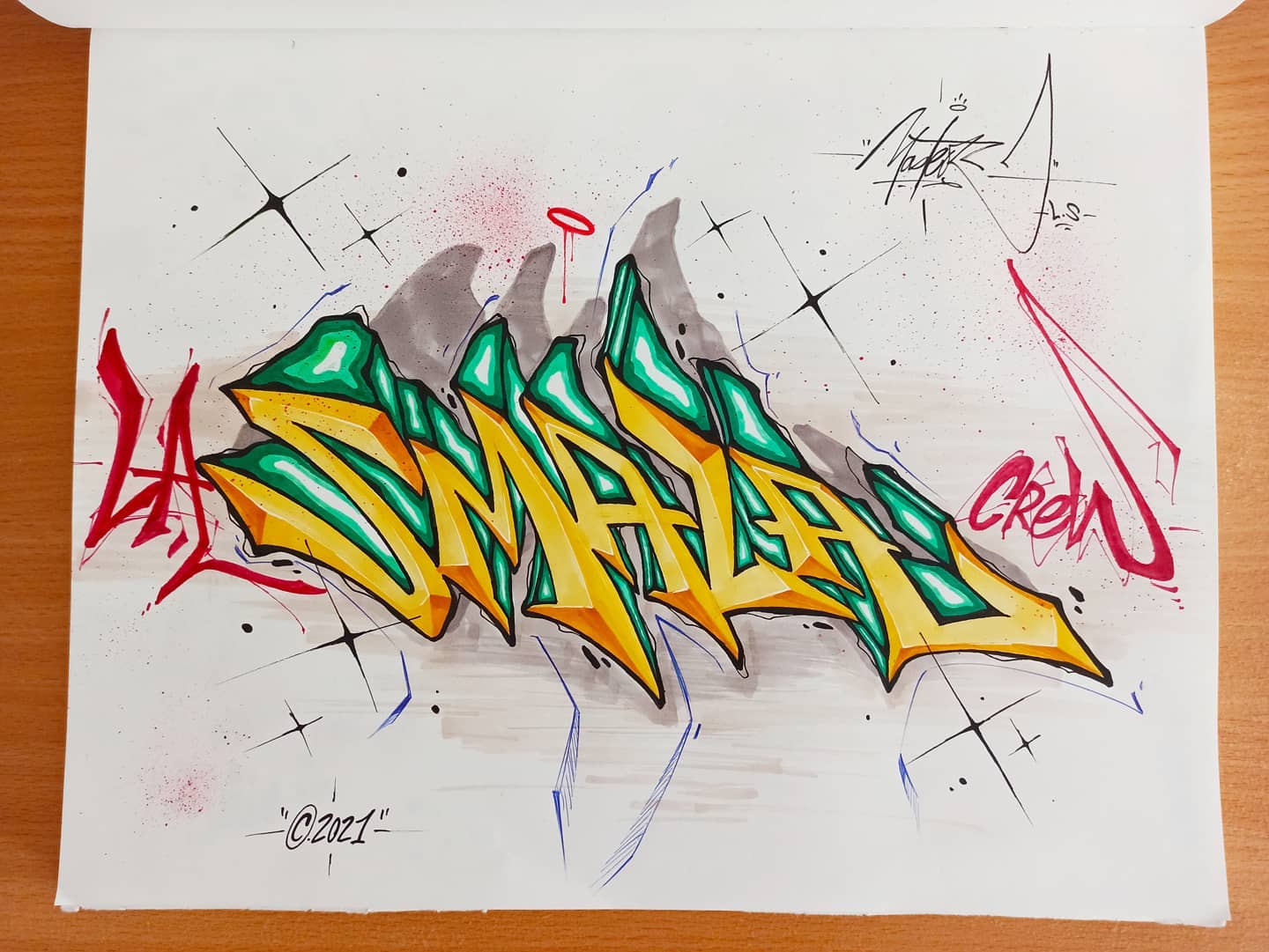 Dessin style tag par le graffeur Naster, " La Smala Crew"