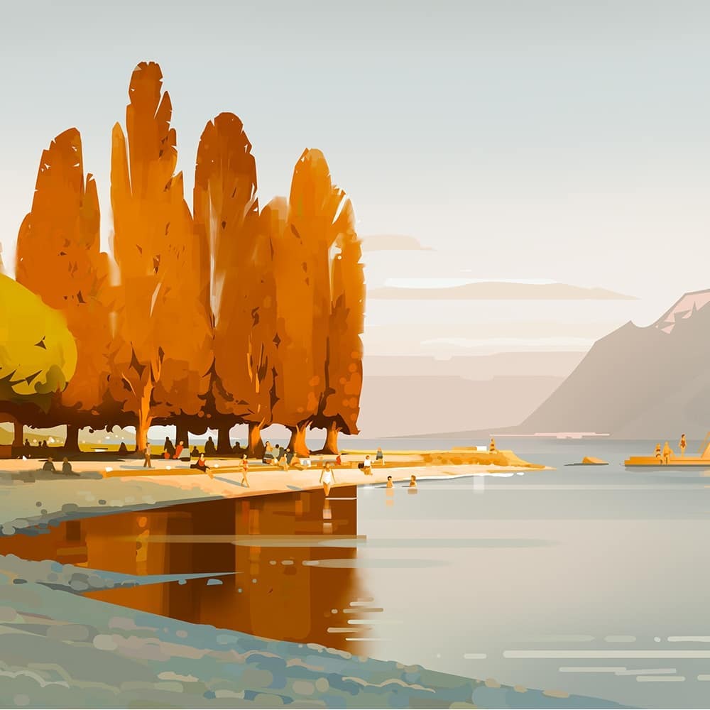 Illustration du Lac Leman par Pierre Abraham Rochat