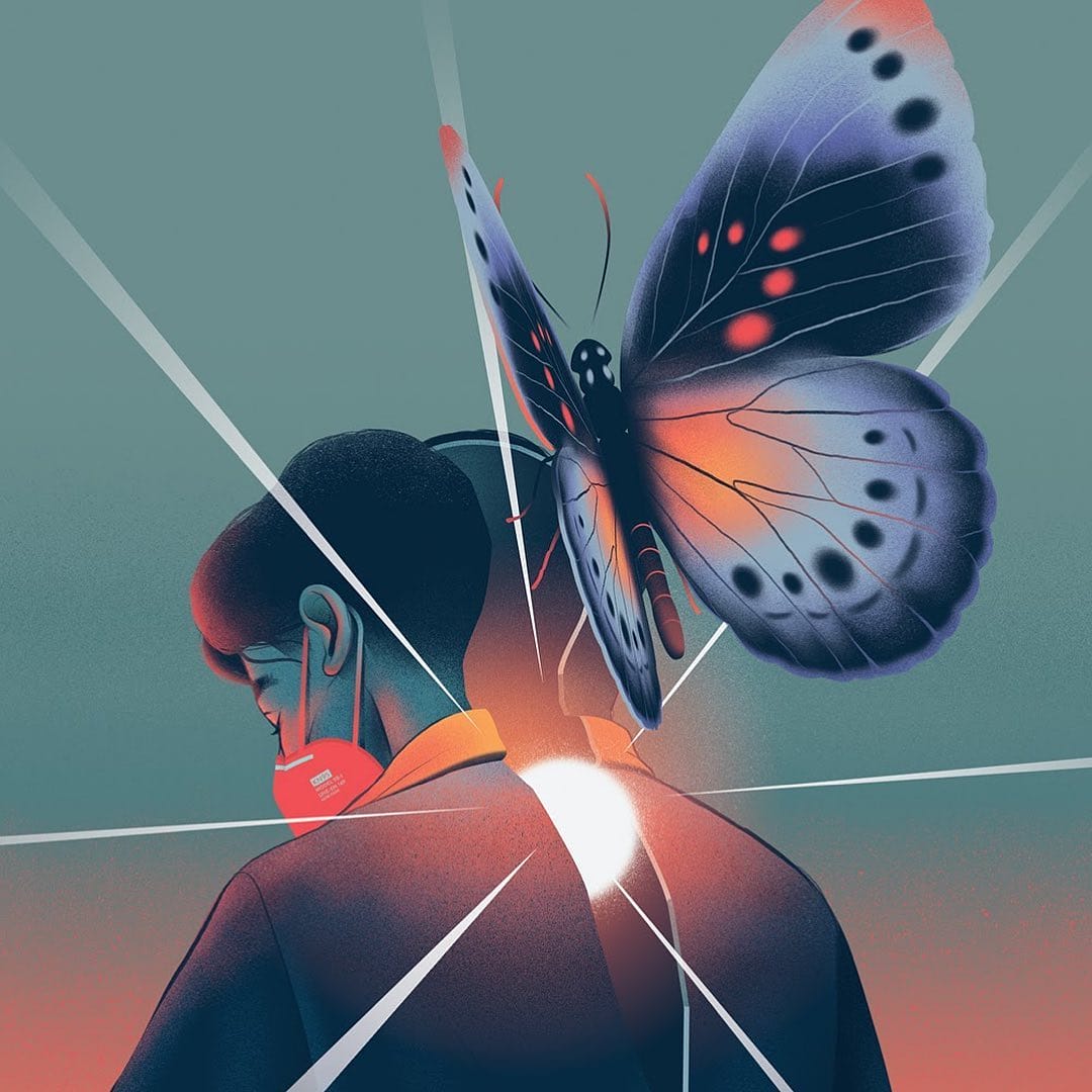 portrait papillon dessin numérique